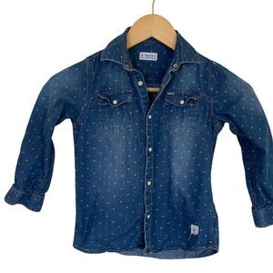 Mayoral Pearl Snap Button Front Denim Shirt Med Wash Size 5‎